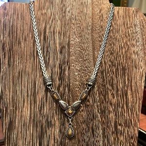 Brighton necklace silver chain with gold and silver detail on bottom of necklace